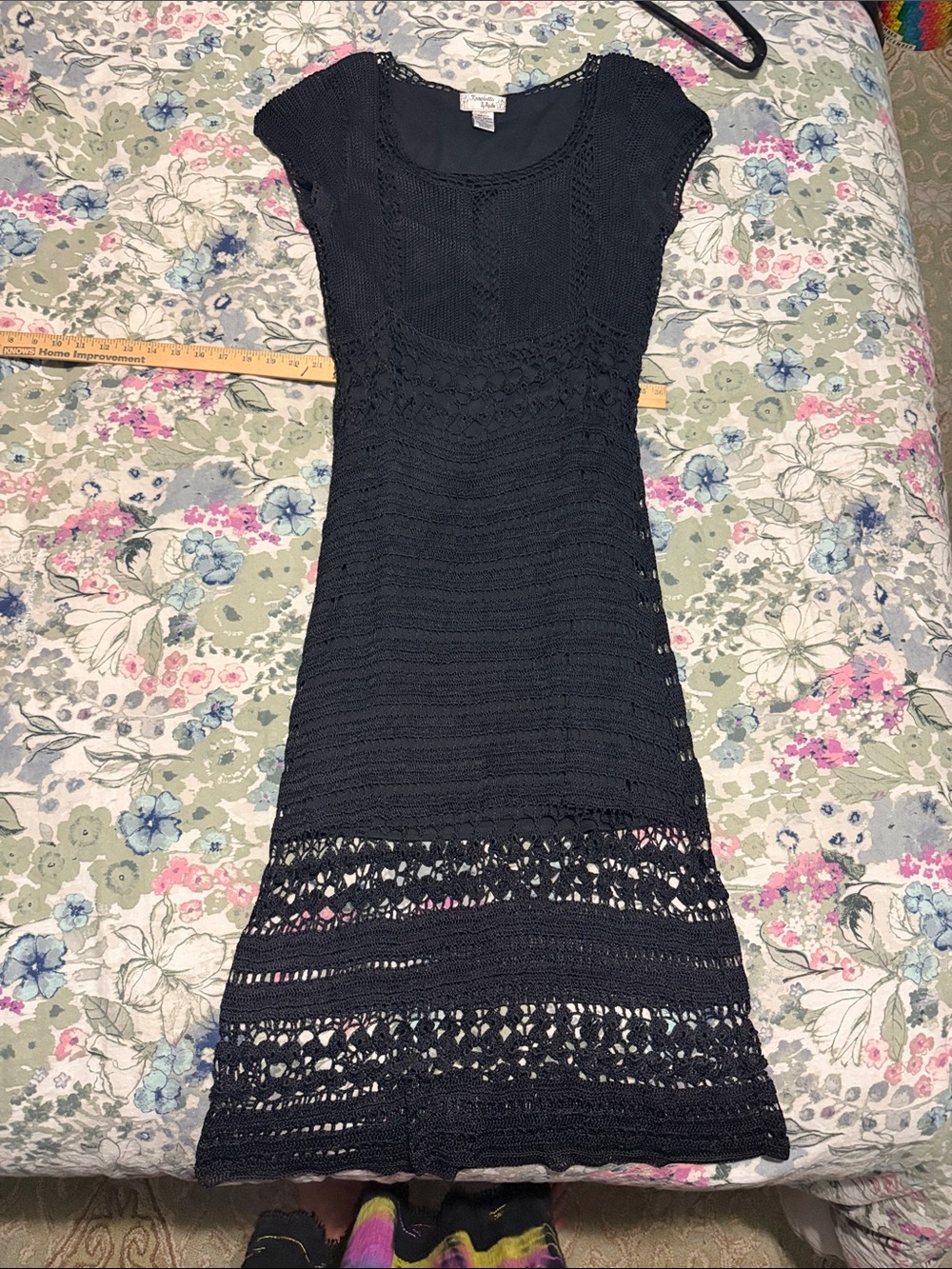Vintage Kroshetta by Pappillon Black Crochet Dress
